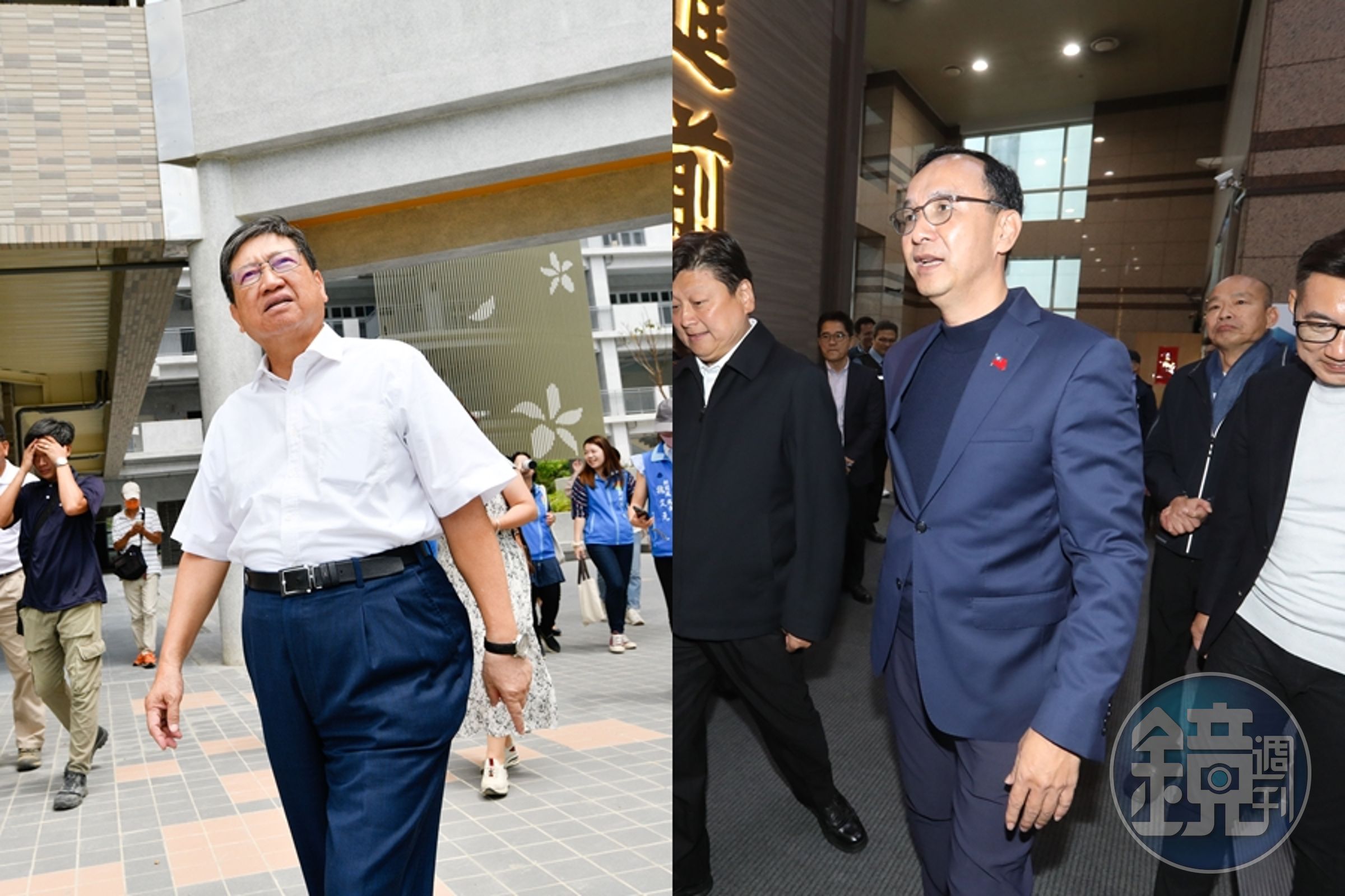 新竹縣長楊文科(左)涉貪被起訴,國民黨黨主席朱立倫(右)則力挺稱楊絕無收賄。(本刊資料照)