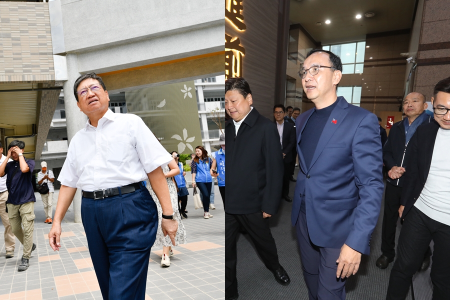 新竹縣長楊文科（左）涉貪被起訴，國民黨黨主席朱立倫（右）則力挺稱楊絕無收賄。（本刊資料照）