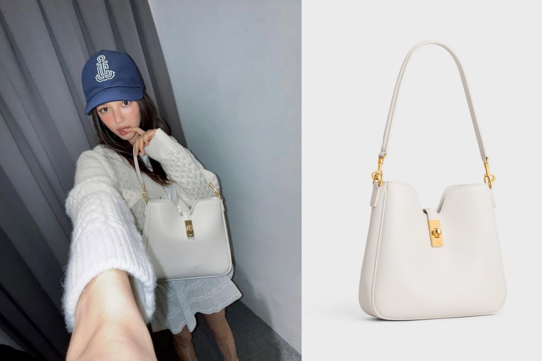 Danielle同款的CAMILLE 16 SOFT米色光滑牛皮革小型手袋。NT$99,000（CELINE BY HEDI SLIMANE提供）