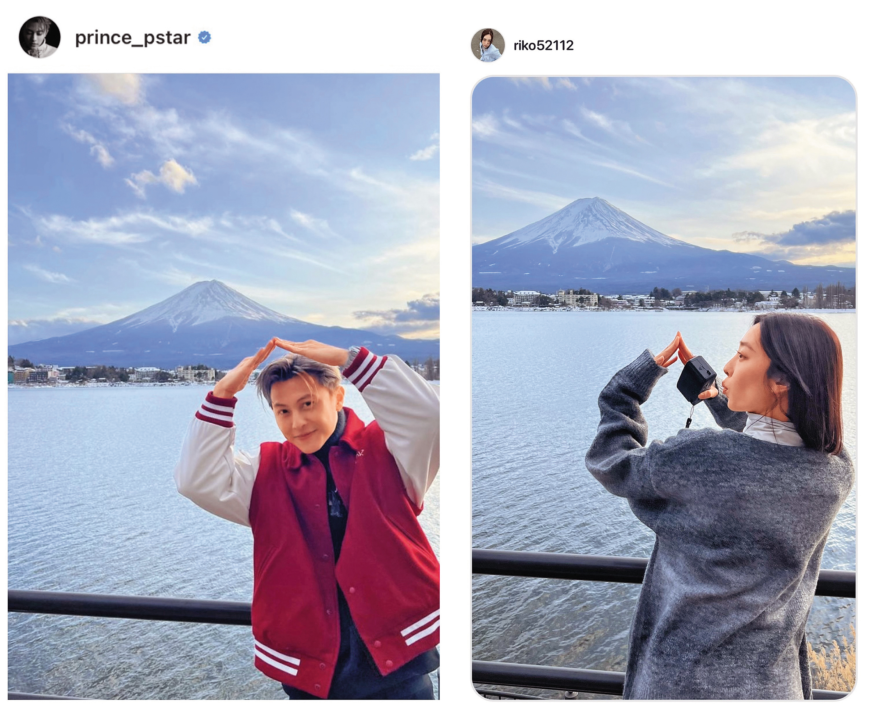 王子（左圖）和席惟倫（右圖）曾悄悄在社群上po出放閃照。（翻攝自王子、席惟倫IG）