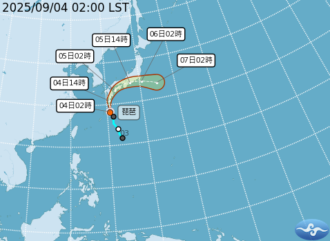 輕颱琵琶路徑曝光。（取自氣象署官網）