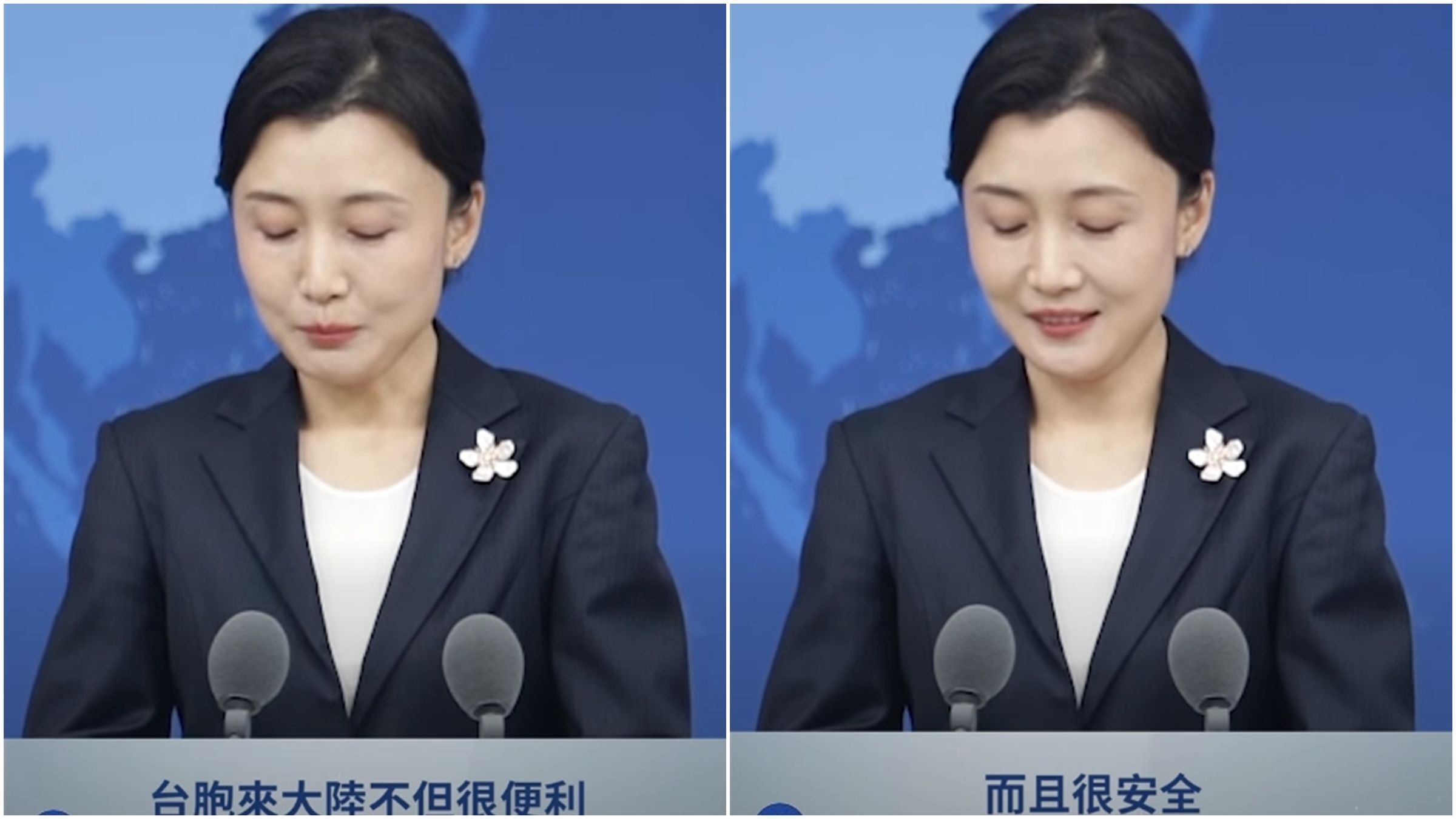 中國國台辦發言人張晗高喊「台胞來大陸很便利也很安全！」卻遭上千名網友嗆爆。（翻攝自臉書@國務院台辦發言人）