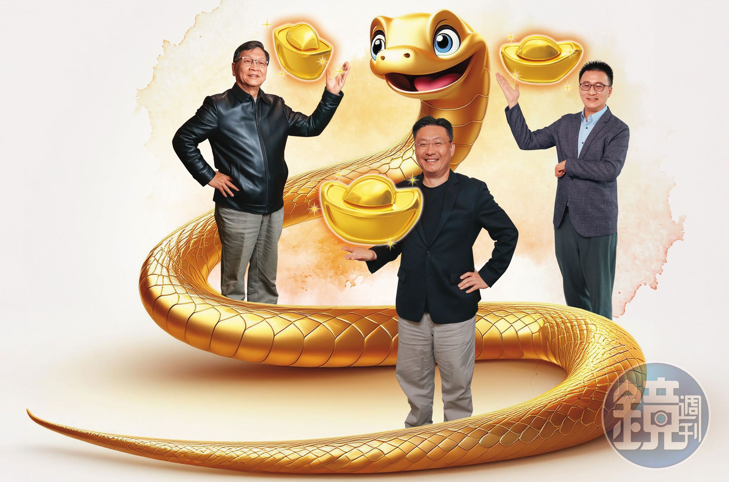 川普重回白宮，台股將迎來機會還是挑戰？3位投資達人蛇年私房股及操作心法曝光。（AI繪圖Adobe Firefly生成，本刊美術組後製）