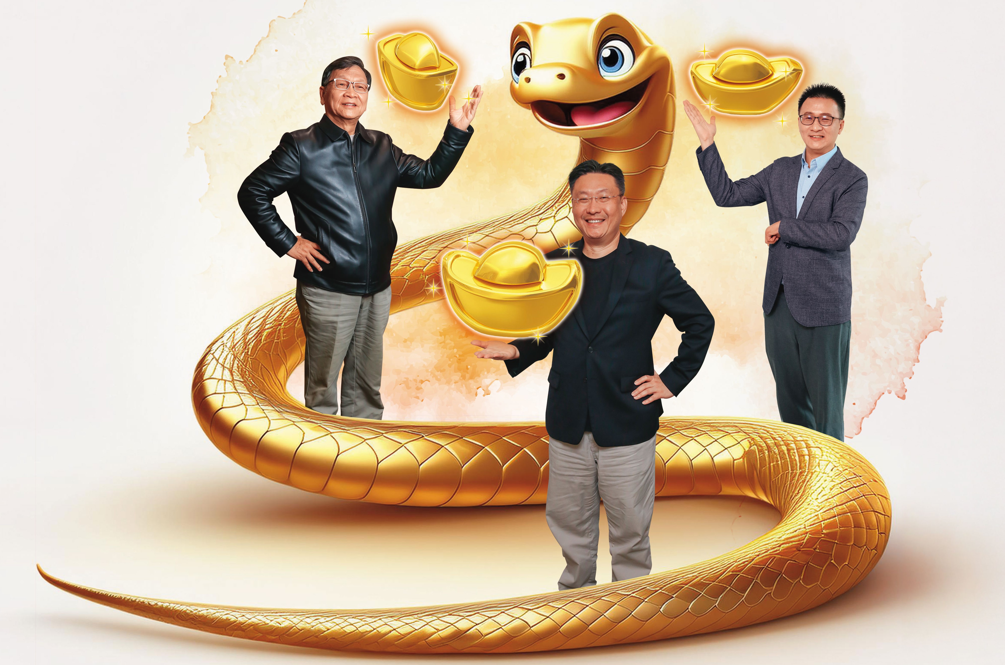 川普重回白宮，台股將迎來機會還是挑戰？3位投資達人蛇年私房股及操作心法曝光。（AI繪圖Adobe Firefly生成，本刊美術組後製）