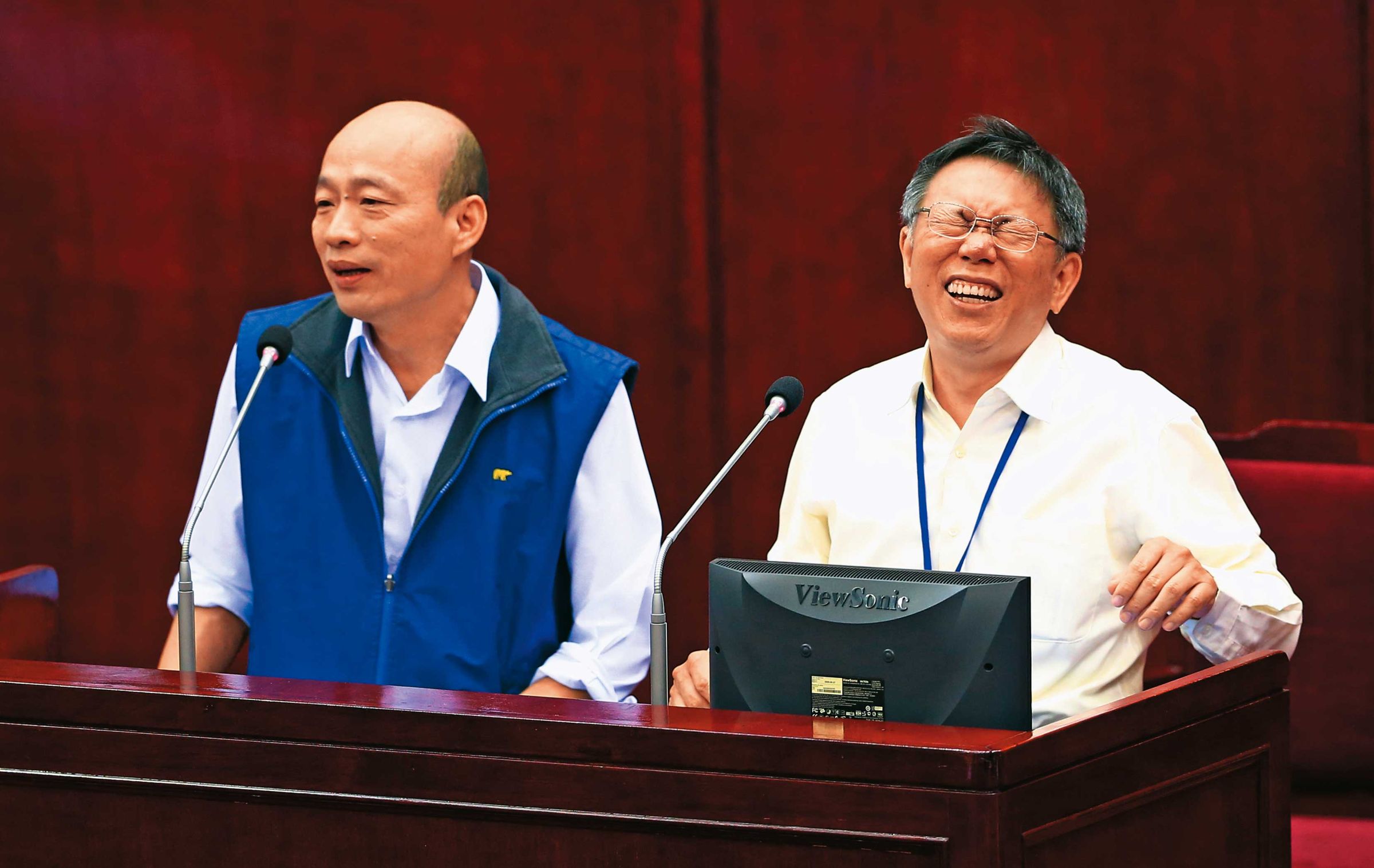韓國瑜選前一句「柯像空氣槍」，讓柯營及支持者大為不滿，替國會合作埋變數。（聯合知識庫）