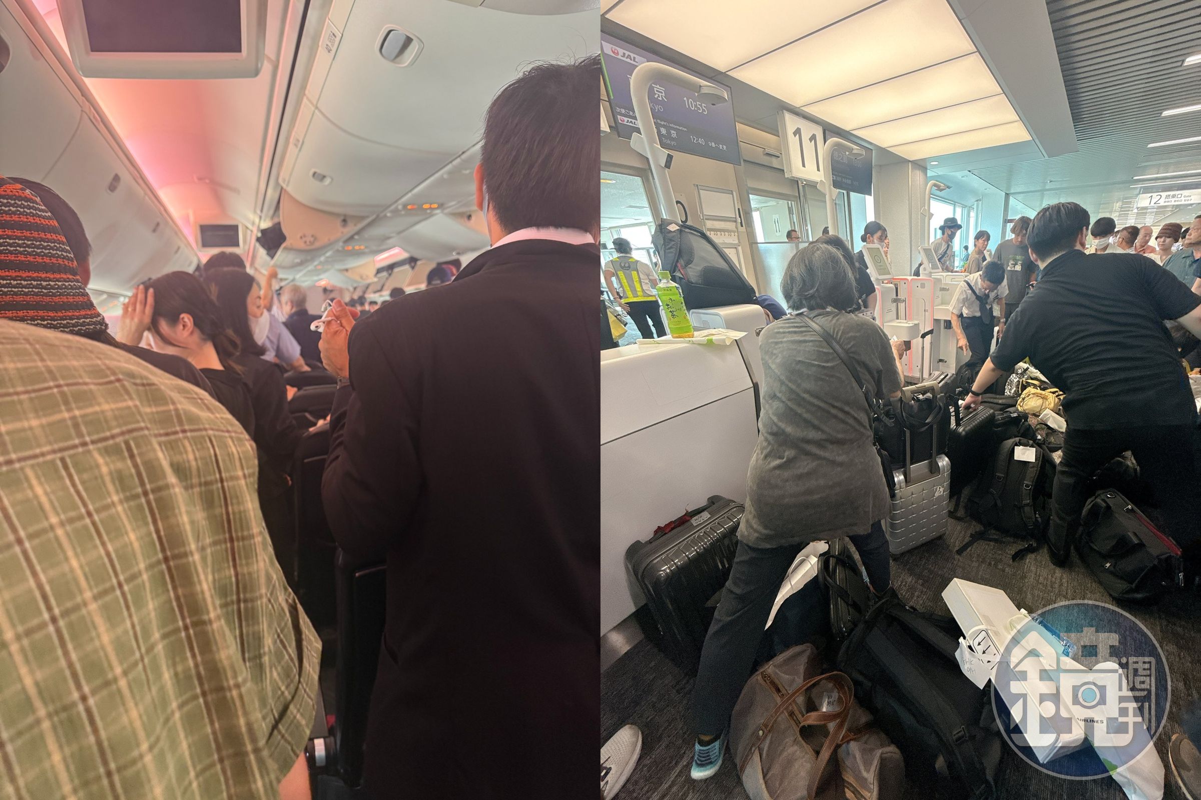 日本航空班機冒煙,客艙飄著燒焦味,機上乘客緊急疏散。(翻攝自@beautyonsen X)