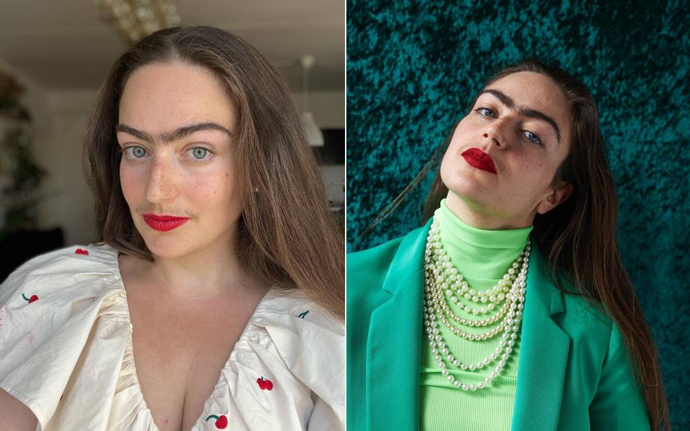 「毛茸茸女孩」埃爾迪娜（Eldina Jaganjac）用她的一字眉過濾掉許多渣男。（翻攝eldina_jaganjac IG）