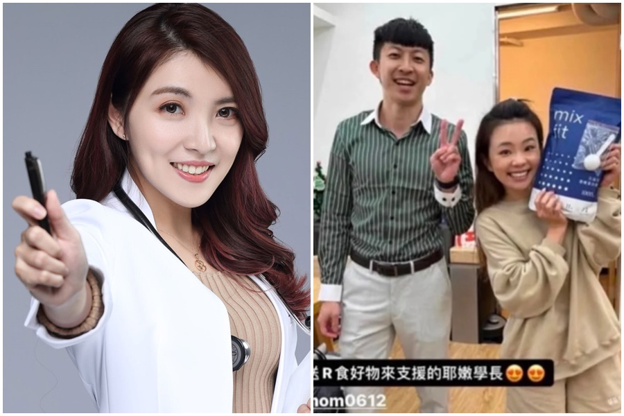 美女醫師王姿允踢爆，蔡阿嘎員工「耶嫩」打理的公司涉嫌抄襲其診所專利蛋白粉配方，甚至未經授權使用她已註冊的「4+2R」商標開群組賣貨賺錢，涉嫌剽竊、侵犯商標權，已正式提出告訴。（翻攝自王姿允臉書、二伯IG）