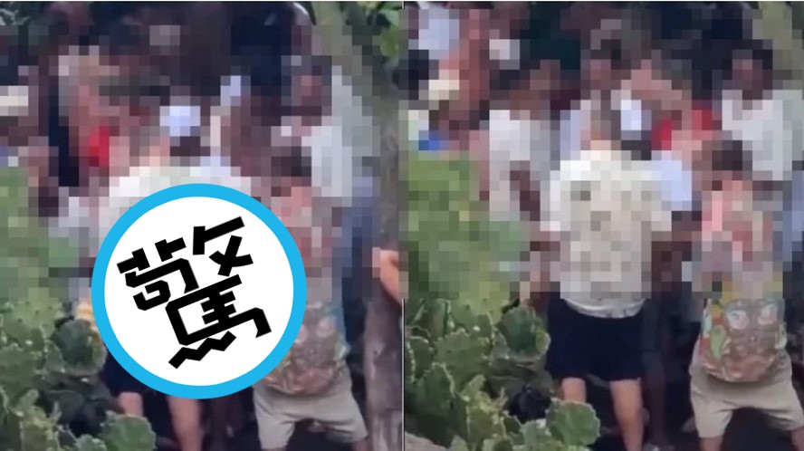 30人群交大亂鬥，戶外野戰「人肉射炮」慶跨年。（翻自《O Globe》）