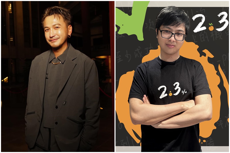 實況主丁特（右）赴林柏昇（左）開的「野人火鍋」林口店用餐，卻得到不愉快的用餐經驗。（翻攝自丁特、KID臉書）