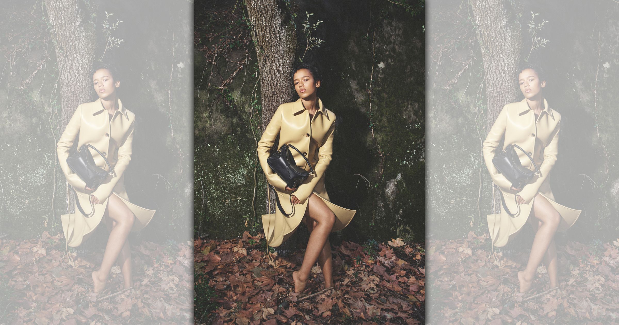 廣告中加拿大女演員兼導演Taylor Russell與Featherlight Puzzle一起亮相。（LOEWE提供）