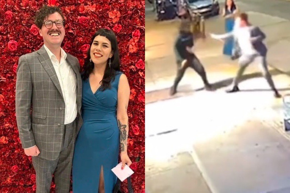 32歲男子卡森和女友參加完婚禮（左圖），莫名被一名少年持刀殺害（右圖）。（翻攝X）