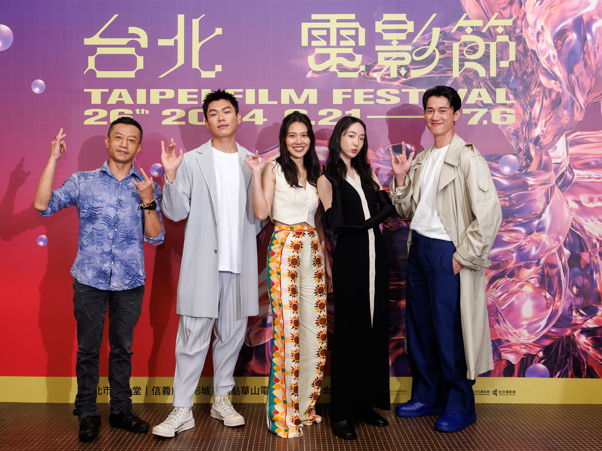 導演楊雅喆（左起）、演員柯煒林、梁湘華、劉主平、吳慷仁，出席台北電影節驚喜場放映。（台北電影節提供）