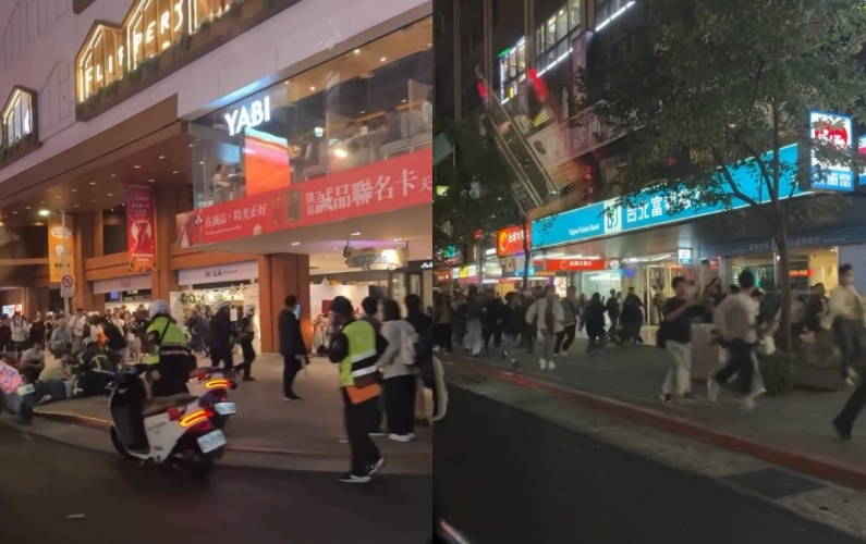 台北捷運台北車站及中山站周邊19日發生隨機傷人事件,誠品南西商場一度陷入混亂。(Threads網友_tonyun提供)