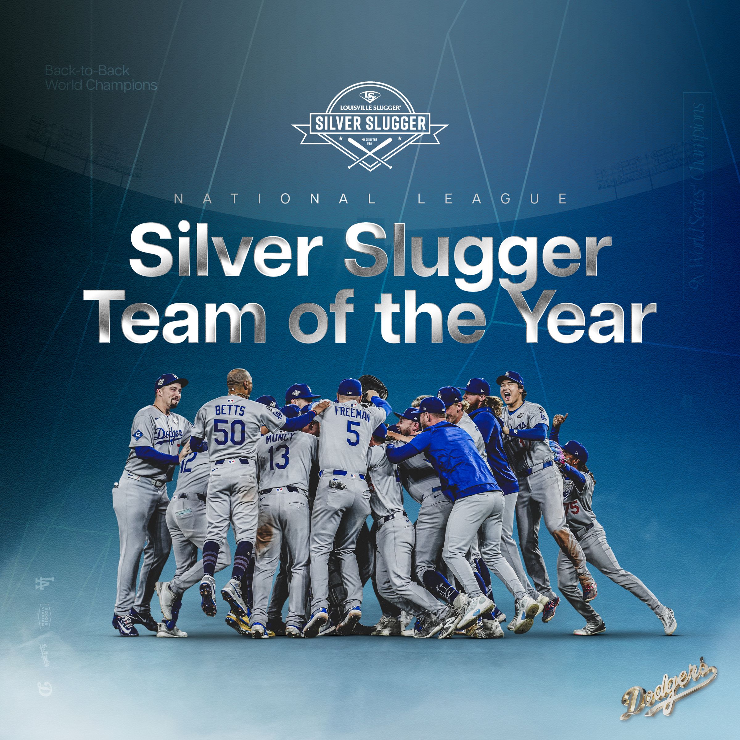 道奇為銀棒獎年度球隊。(翻攝自X @Dodgers)