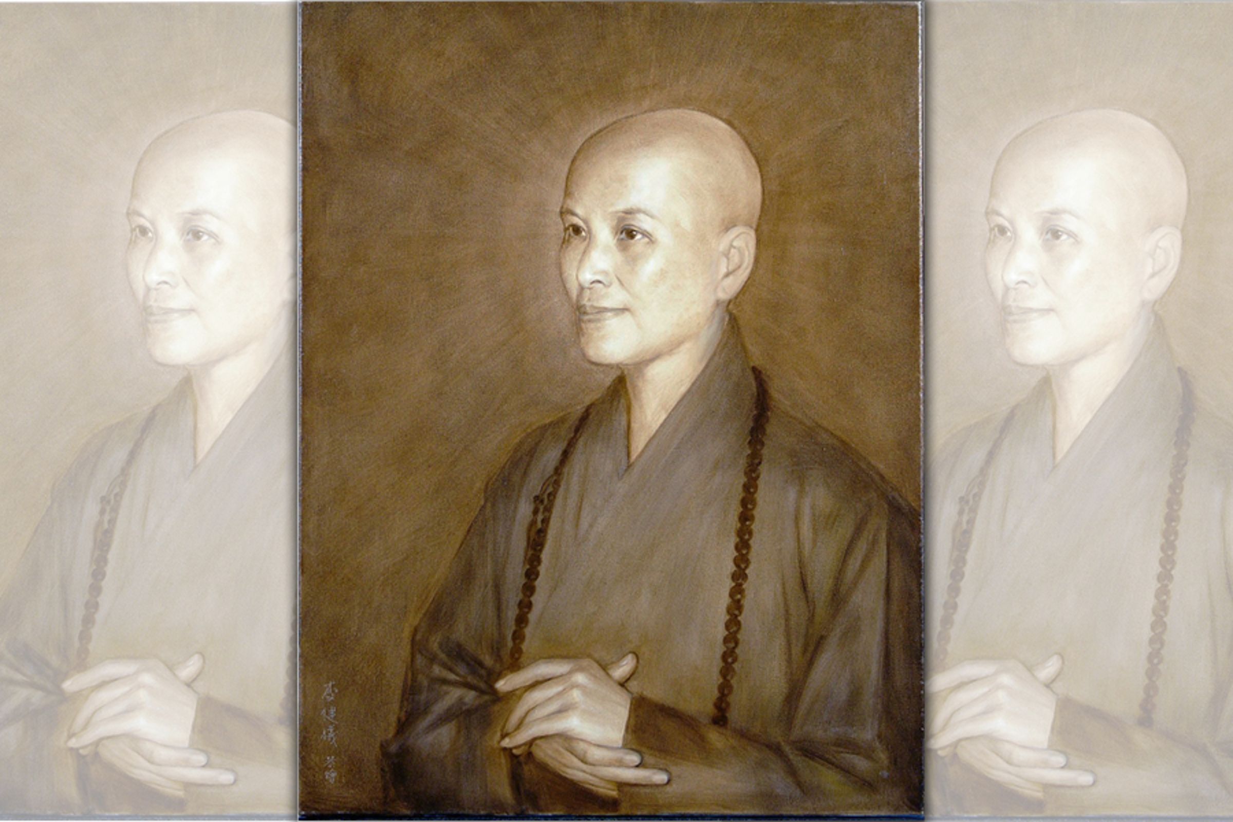 健儀教授還創作了三幅證嚴法師的肖像畫,並將其贈送給法師。(翻攝釋昭慧臉書)