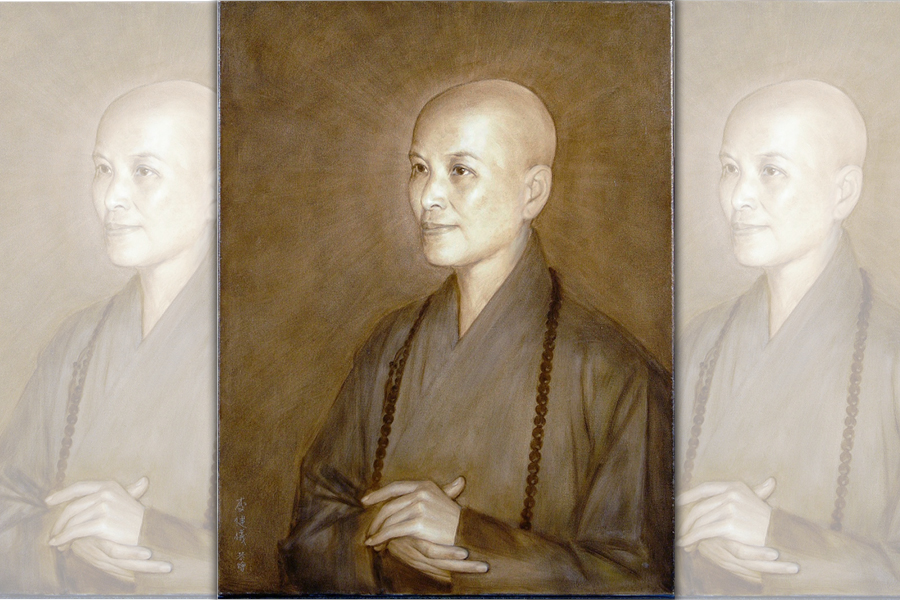 健儀教授還創作了三幅證嚴法師的肖像畫，並將其贈送給法師。（翻攝釋昭慧臉書）