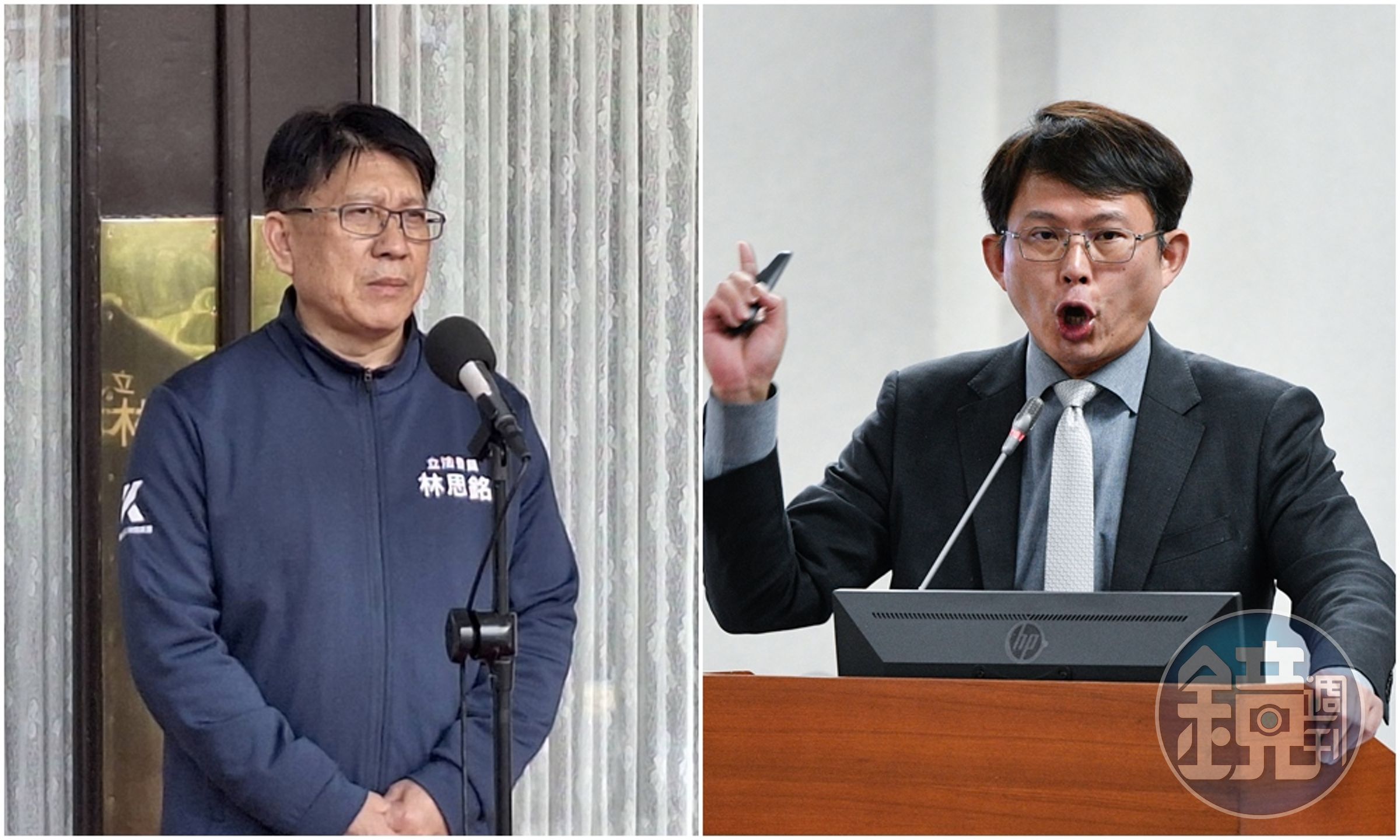 吳音寧點名國民黨立委林思銘(左圖)與民眾黨不分區立委黃國昌(右圖),指這2人都提出刪減預算案且通過。(左圖翻攝自立法委員 林思銘臉書)