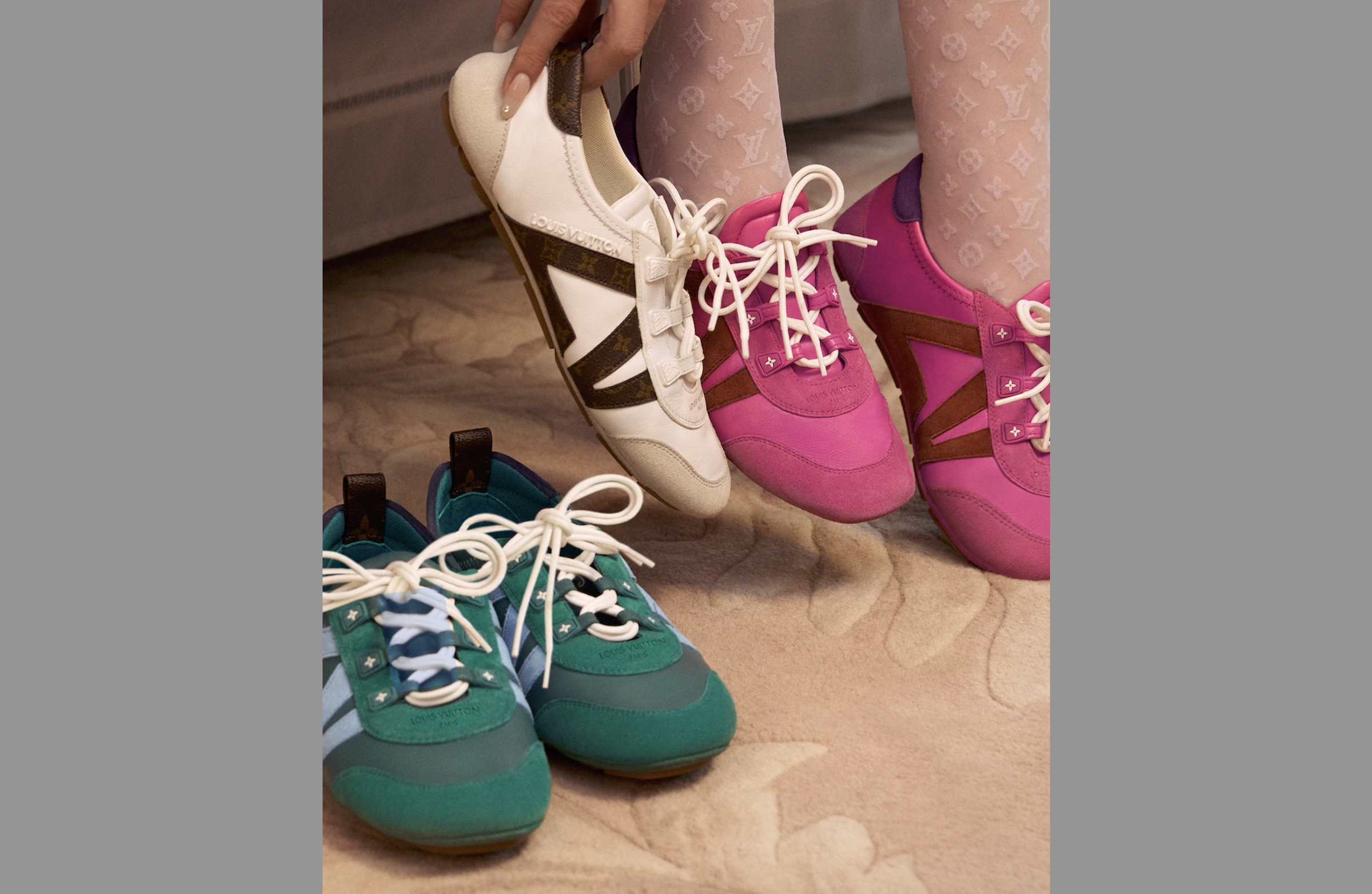 LV Sneakerina以柔軟皮革打造,鞋側的LV字樣將路易威登的特色元素譜寫出時尚百搭設計的新定義。(路易威登提供)