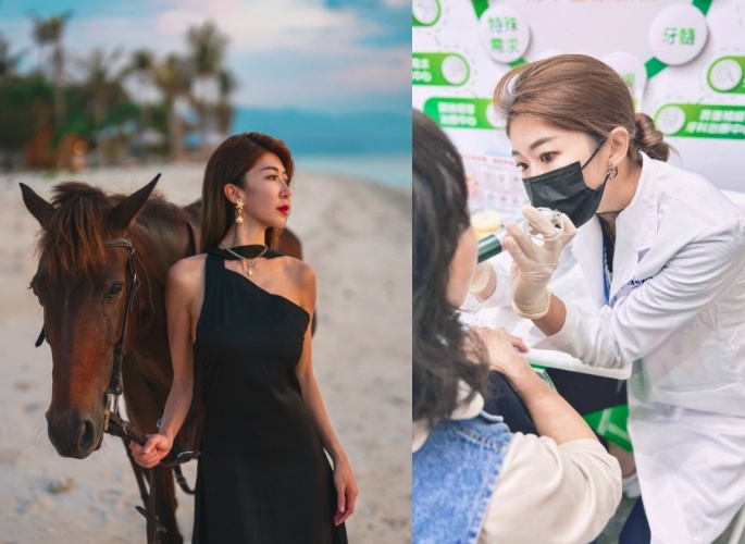 近日王鴻薇對陳時中餐敘的「低胸美女」進行烏龍爆料，當時也有參加餐敘的唐櫻翠（圖）發文還原當時情況，並強調：「傳統的刻板印象不該成為限制社會發展的枷鎖。」（翻攝自instagram @dreviennehong）