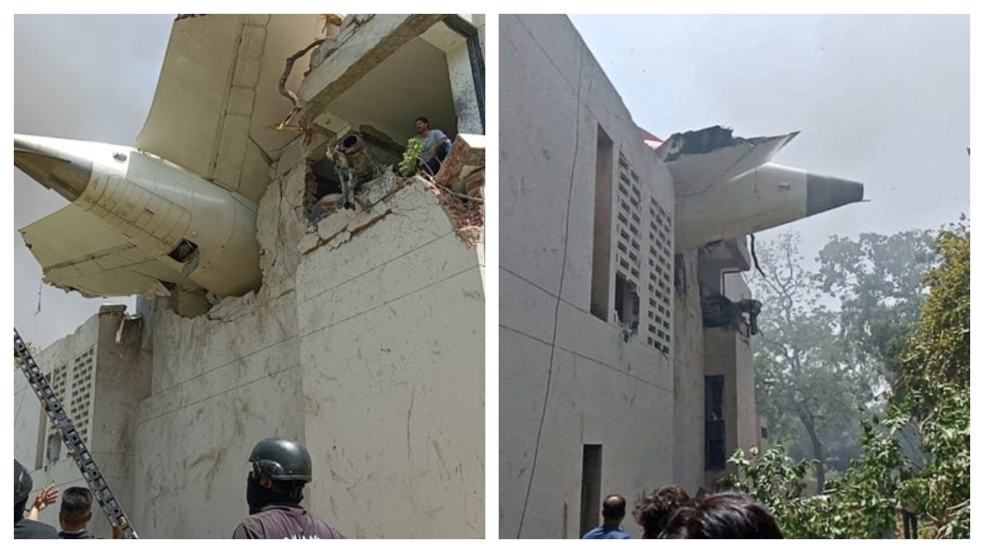 印度航空班機墜毀在醫學生宿舍。（翻攝自X@JackStr42679640）