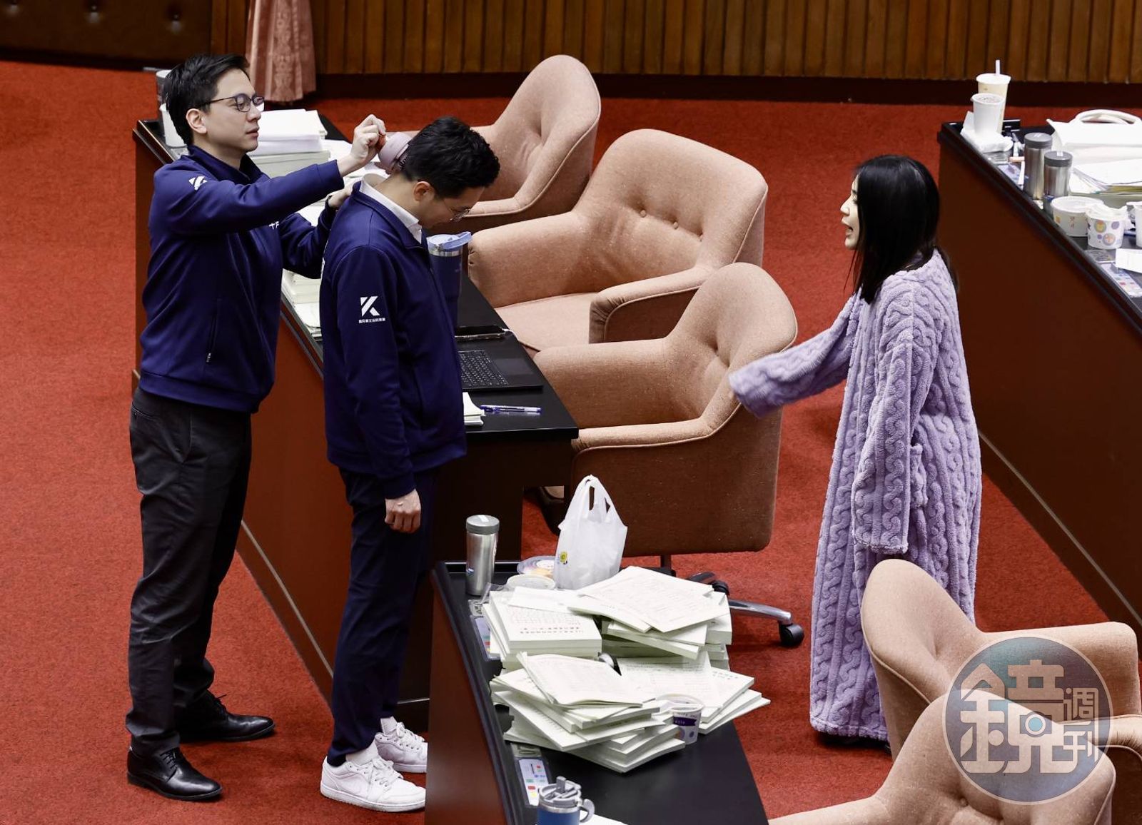 徐巧芯今年1月在立法院審總預算時穿睡衣現身議場。