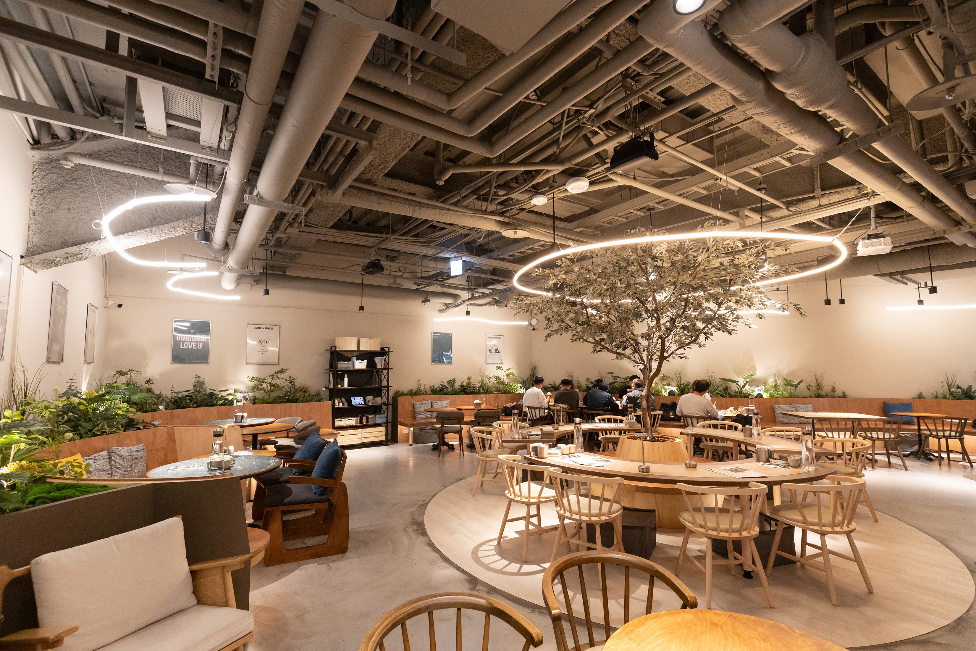 小巨蛋店以綠色植栽營造出愜意、緩慢的氛圍，最棒的用餐體驗之一是不限時。