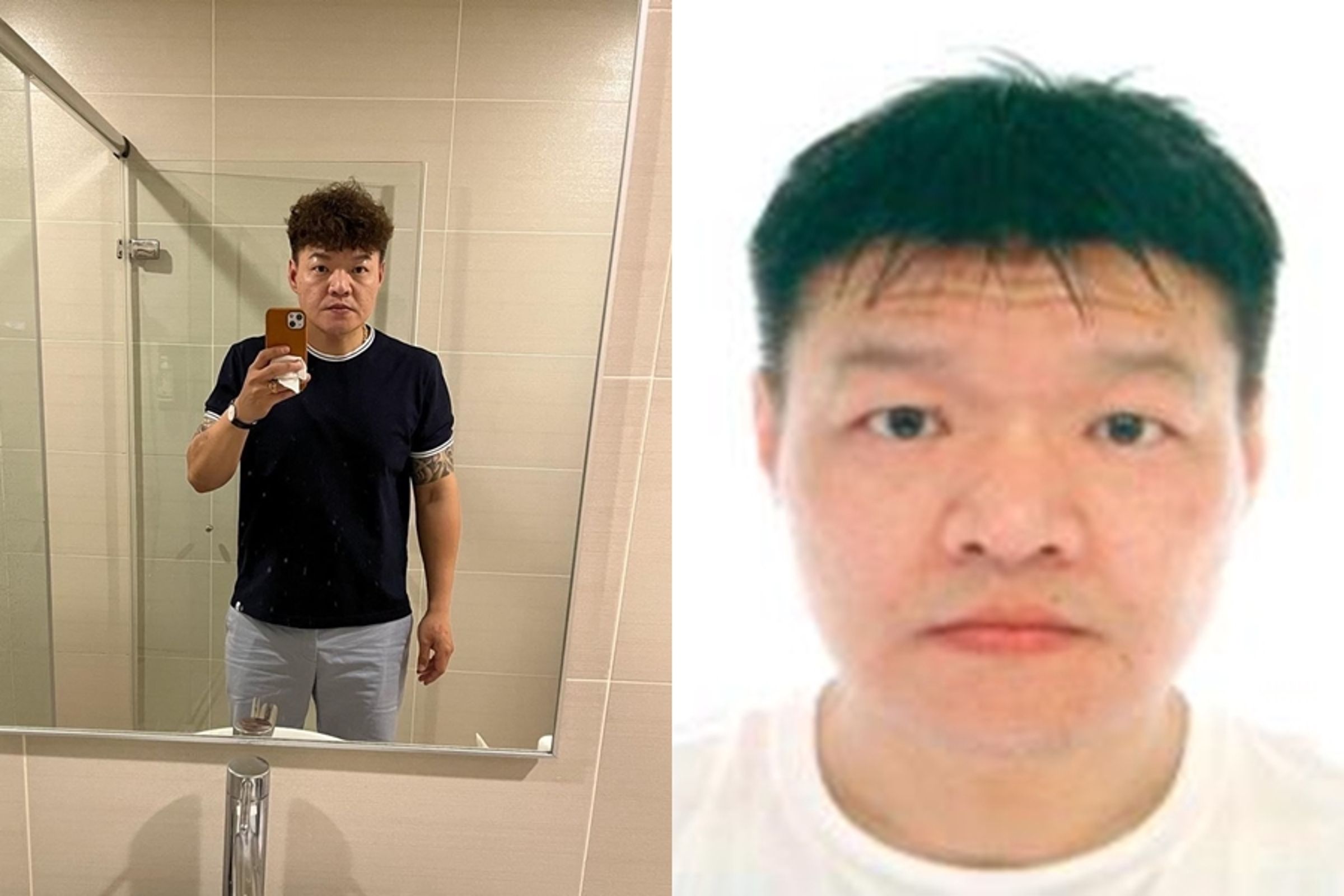 一名亞裔男性25日在泰國遭人槍殺，後證實死者為台灣通緝犯。（翻攝自臉書、高檢署通緝查詢系統）