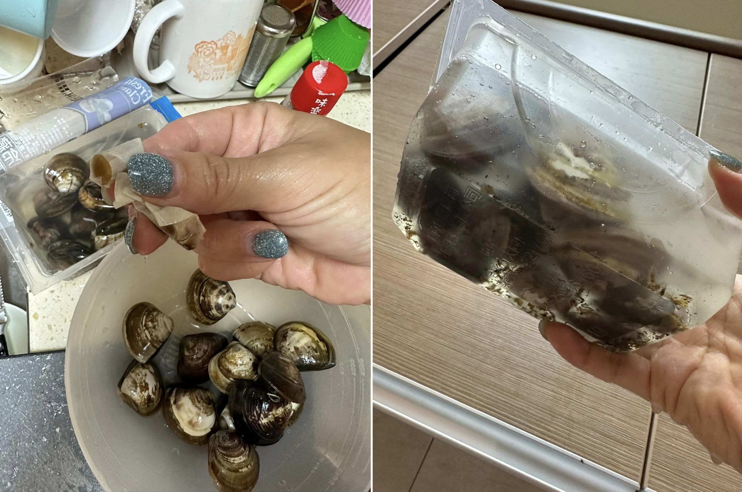 有民眾分享在好市多購入的盒裝蛤蜊出現菸蒂,廠商出面回應說明情況。(翻攝自Costco好市多 商品經驗老實說)