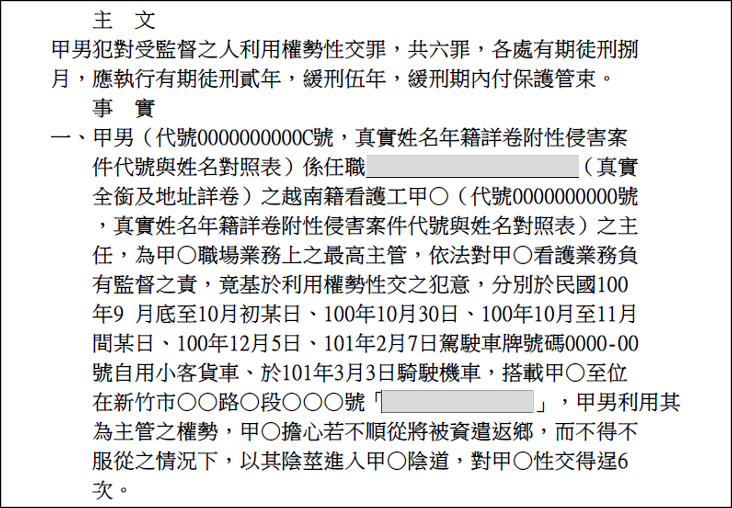 禾意集團經理張紘宇曾在2011至2012年間,利用權勢對所屬外籍看護性侵得逞6次,並被判刑。(翻攝司法院判決書系統公告)