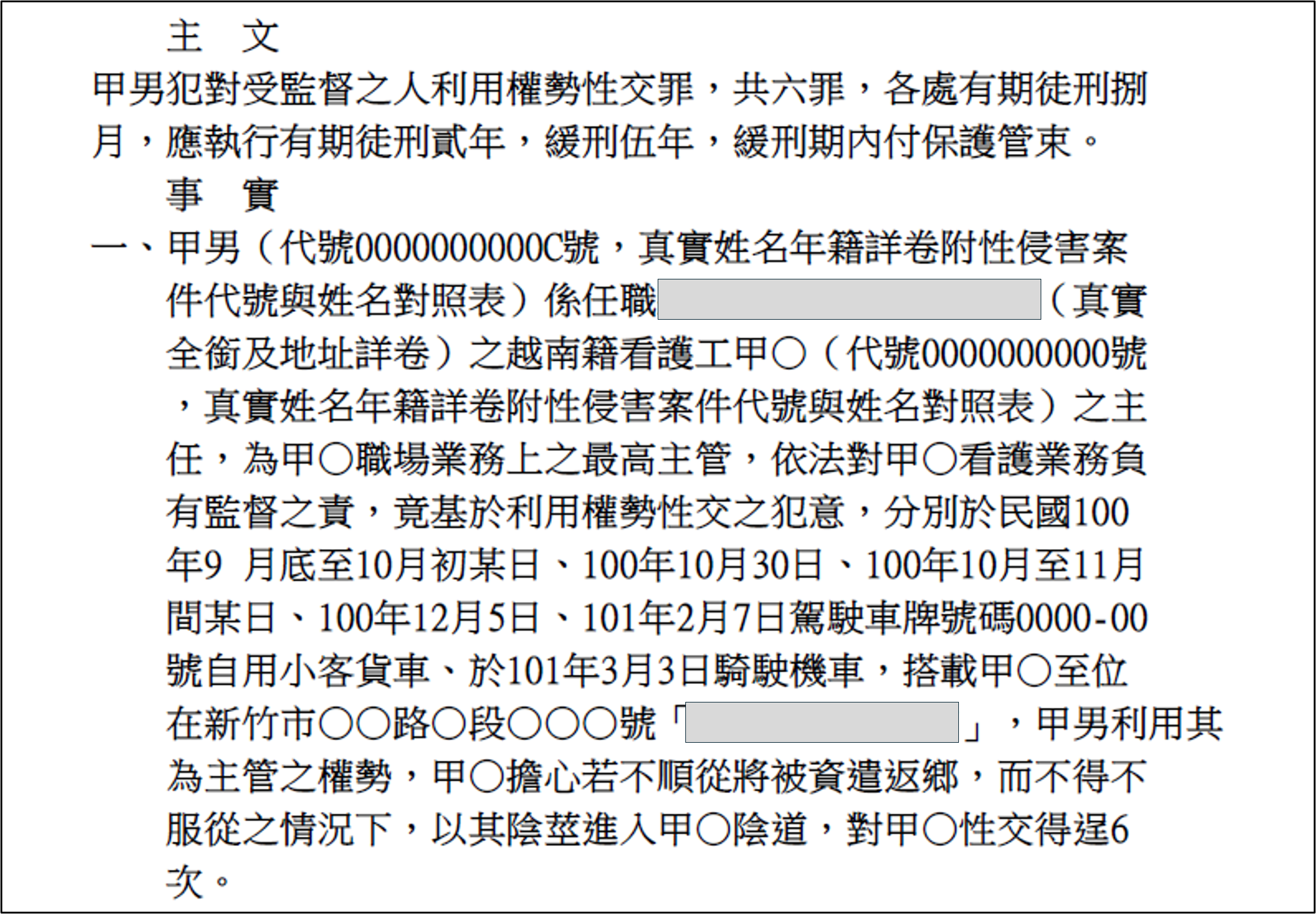 禾意集團經理張紘宇曾在2011至2012年間，利用權勢對所屬外籍看護性侵得逞6次，並被判刑。（翻攝司法院判決書系統公告）