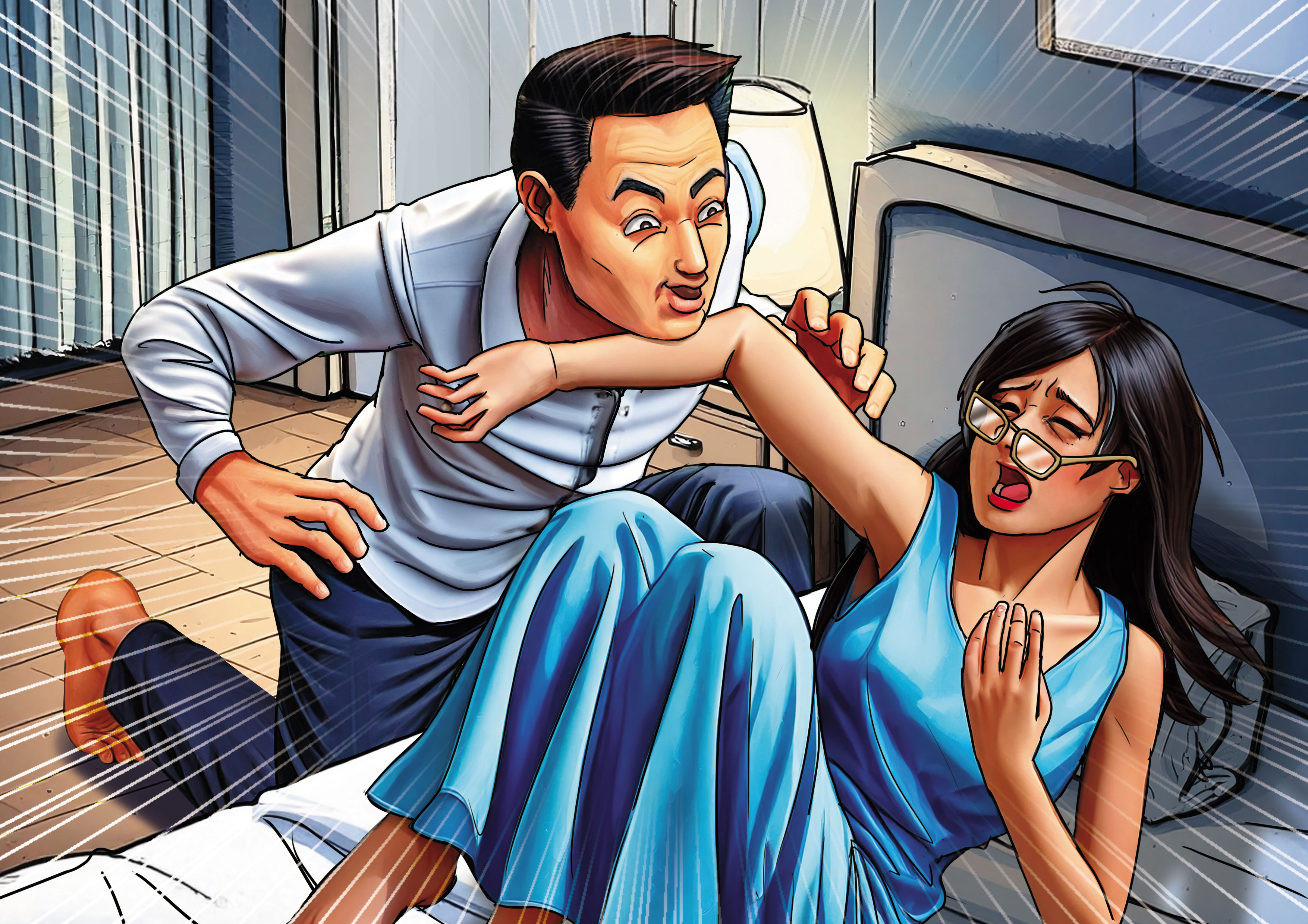 陳男以協助下屬解決業務困擾為由，把到職不到10天的T女拐到飯店性侵得逞。（AI繪圖Adobe Firefly生成，本刊美術組後製）