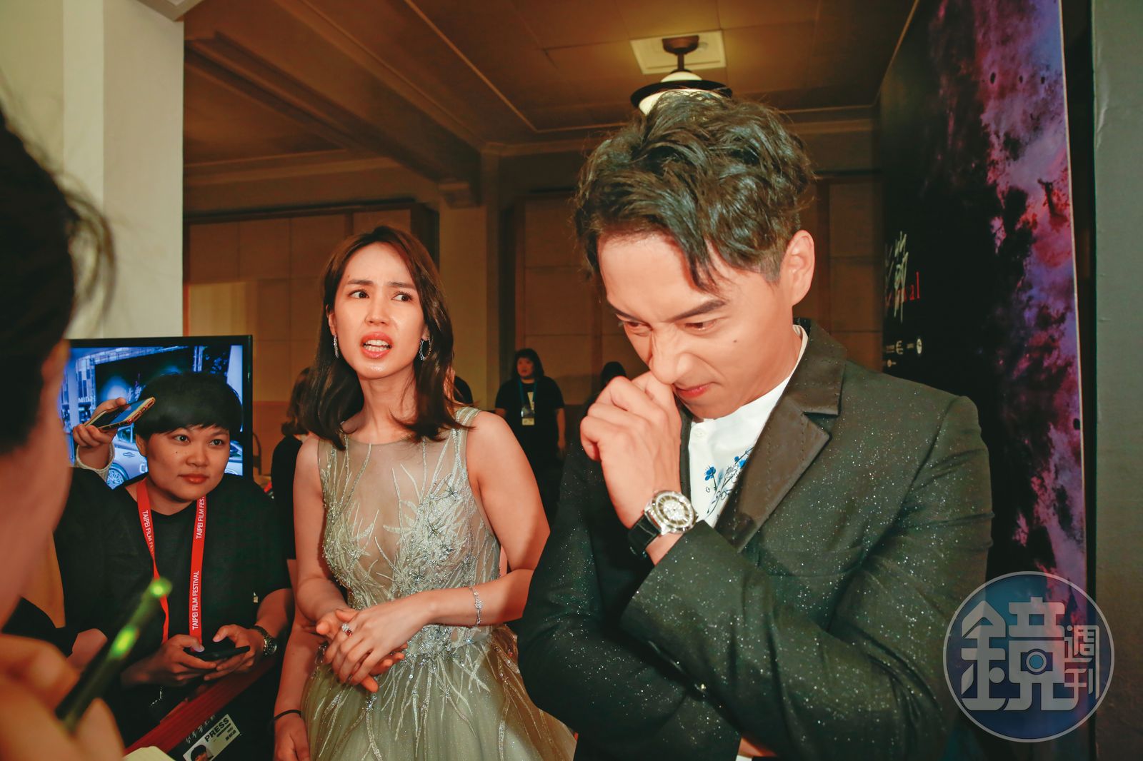 小薰（中）2021年以《大債時代》獲得金鐘女配，鄭人碩（右）也以《角頭 浪流連》入圍金馬獎最佳男主角。2019年兩人一同受邀在台北電影節頒獎