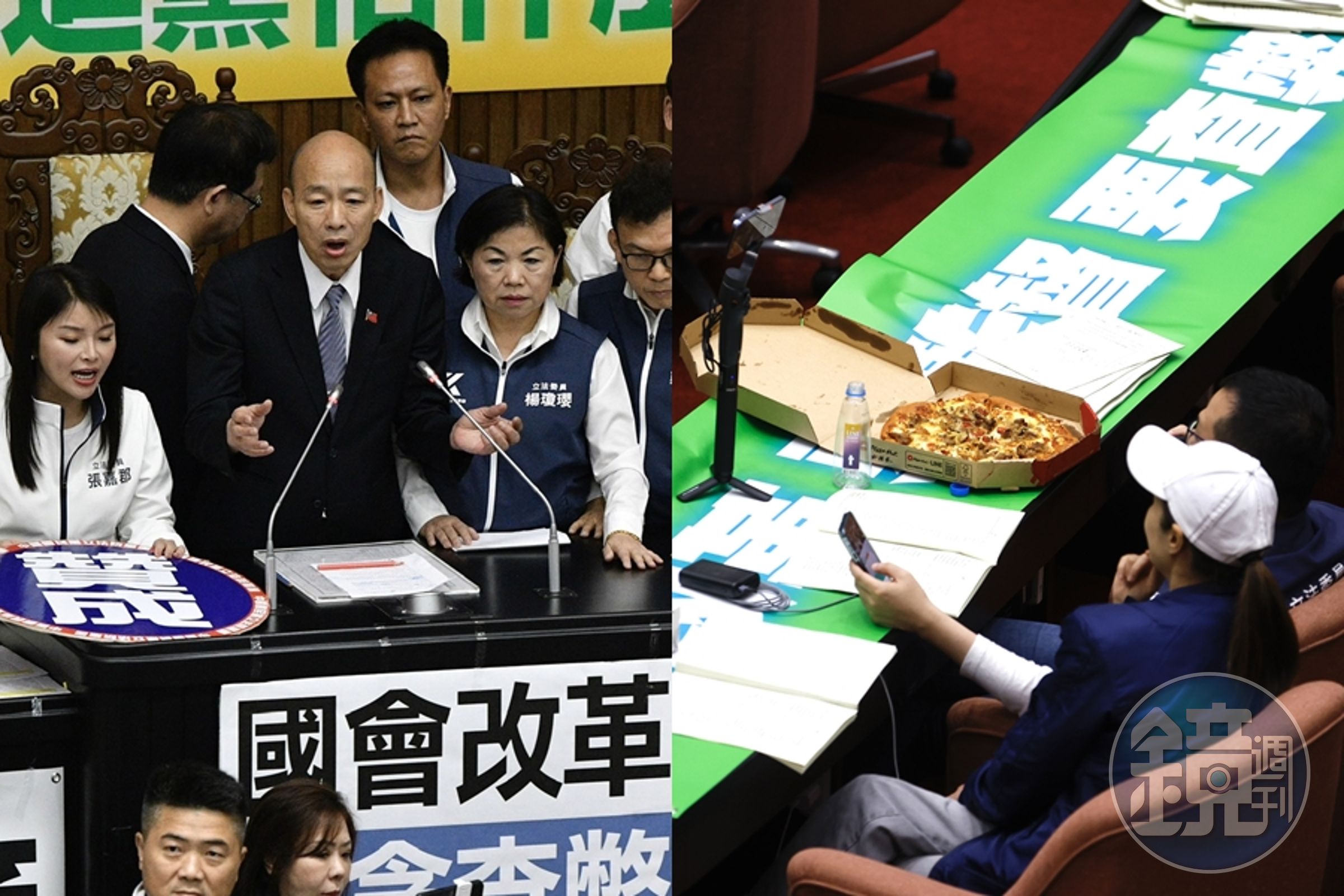 國民黨提出延長院會或同意,韓國瑜也宣布有披薩供立委果腹。