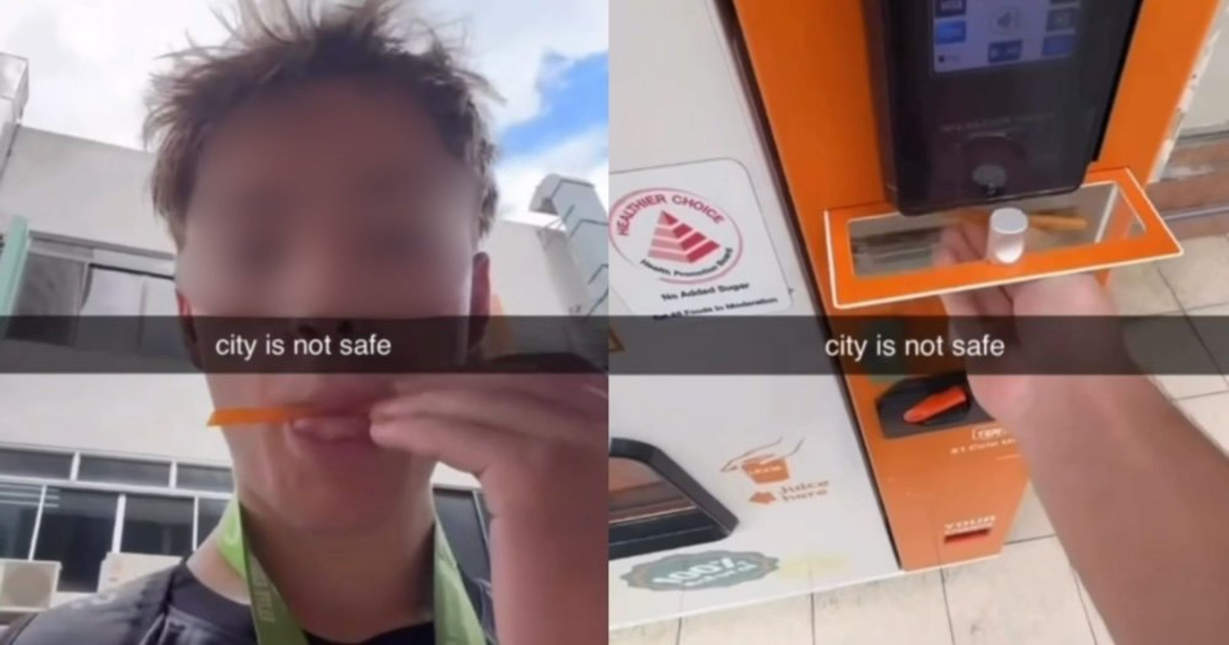 一名法國籍少年在新加坡一處商場舔舐販賣機吸管後放回，恐面臨最久2年刑期。（翻攝X）