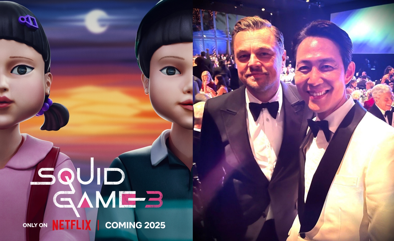 《魷魚遊戲》第三季海報曝光，傳李奧納多將加盟新一季遭否認。（左翻攝Netflix X、右翻攝李政宰INS）