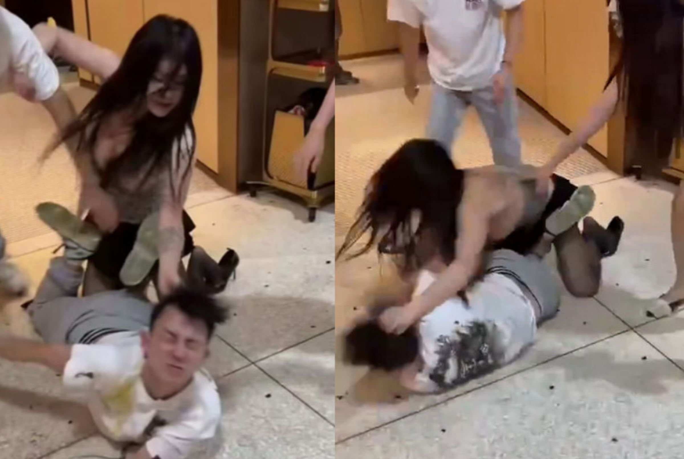 跨性別網紅姜顏不滿男子出言歧視湖南,出手教訓對方。(翻攝微博)
