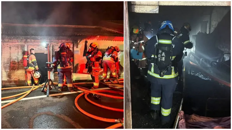 新北市三峽區大埔路一處民宅平房昨晚發生火警,警消到場後救出2人,其中1人已明顯死亡,而1女則因臨時外出逃出一劫。(翻攝畫面)