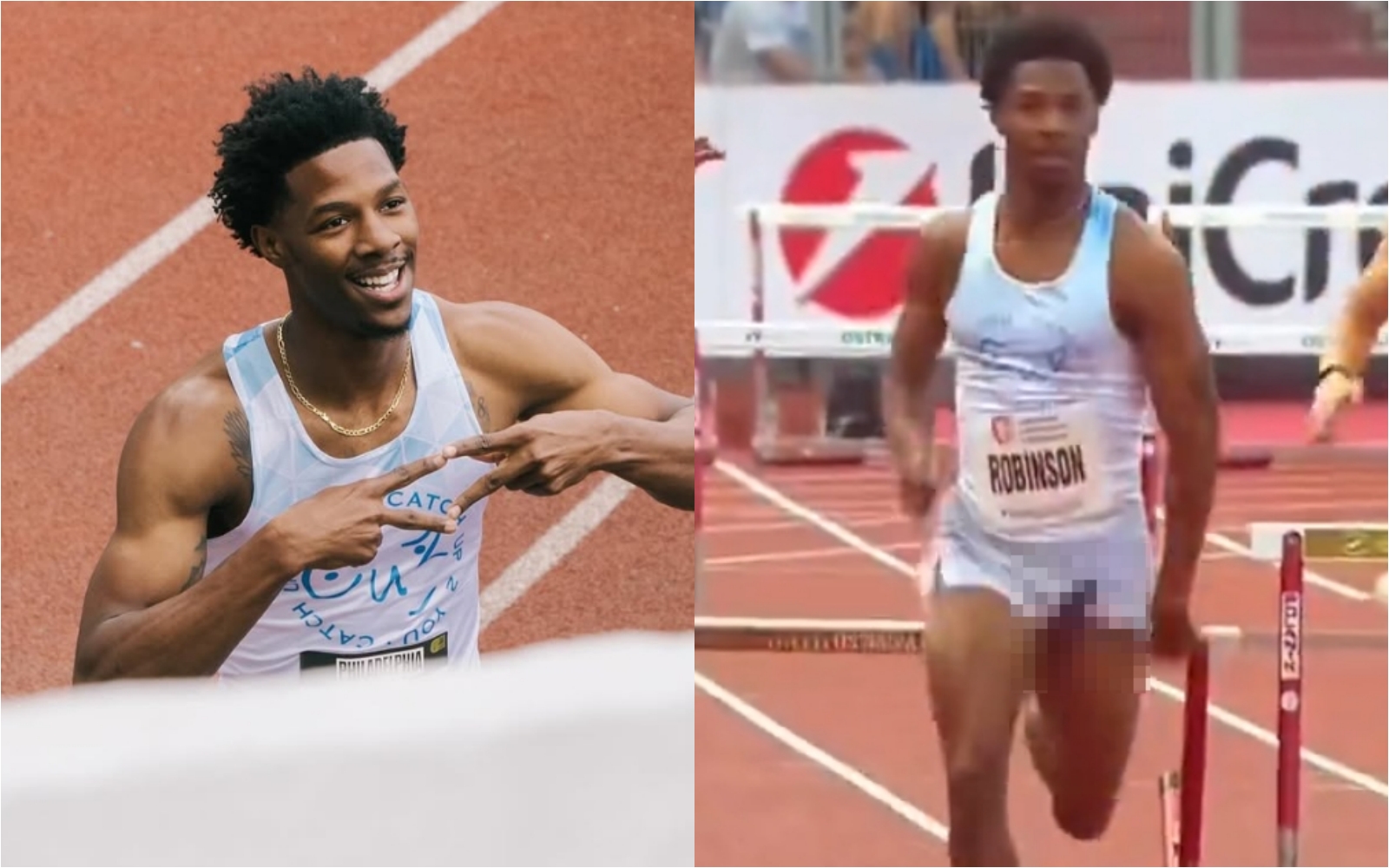 羅賓森在比賽期間因短褲太短，意外走光，直播畫面全球放送引發熱議。（翻攝自Instagram chris.robinson._／X）