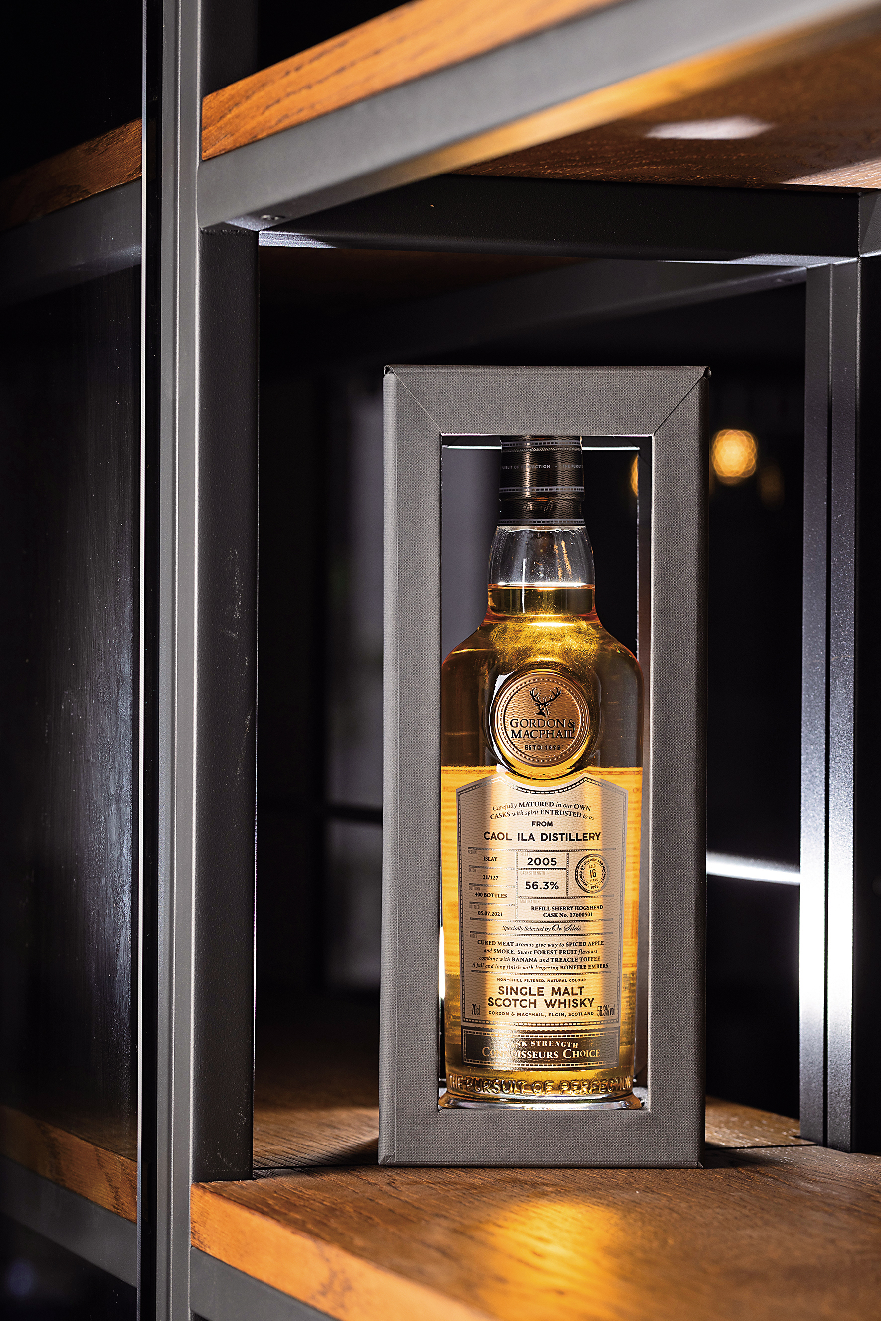 Ór Síleis歐希嵐斯包桶的「Gordon Macphail Caol ila 2005」，擁有泥煤之外的複雜風味，評分極高。（4,500元／瓶）