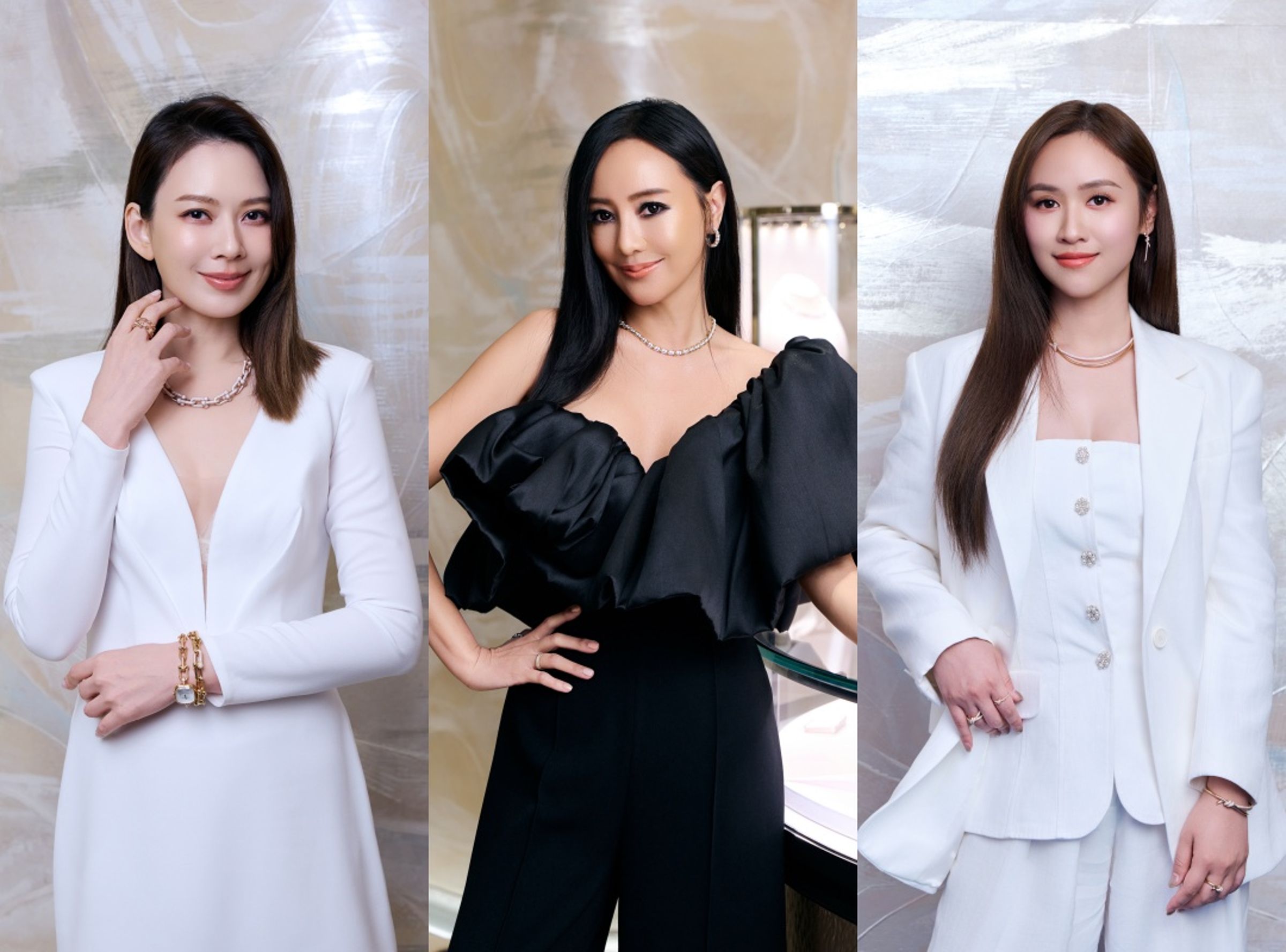 Melody(左起)、關穎、吳姍儒在Tiffany & Co.蒂芙尼台北101全新旗艦店開幕活動上分享媽媽日常。(Tiffany & Co.提供)