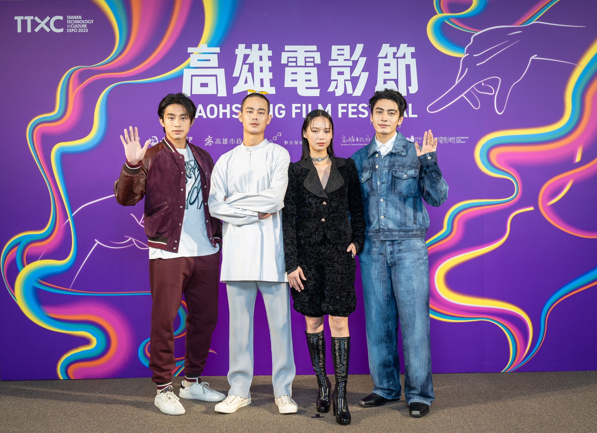 初孟軒（左起）、夏騰宏、王渝屏、宋柏緯在片中組成「環南四少」。（高雄電影節提供）