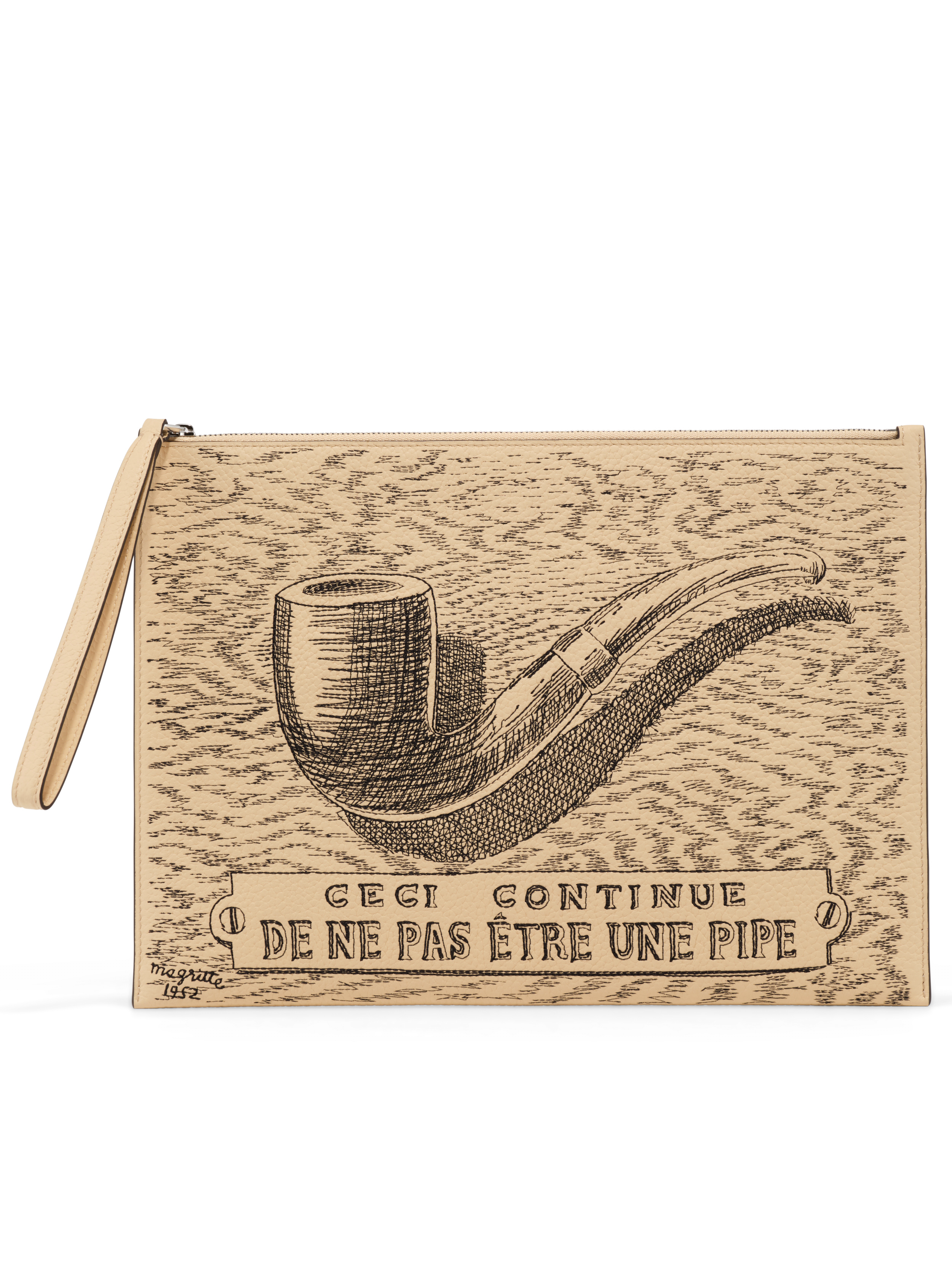 Pin D Pouch MM Ceci continue de ne pas être une pipe沙丘色。NT$47,800(美之心提供)