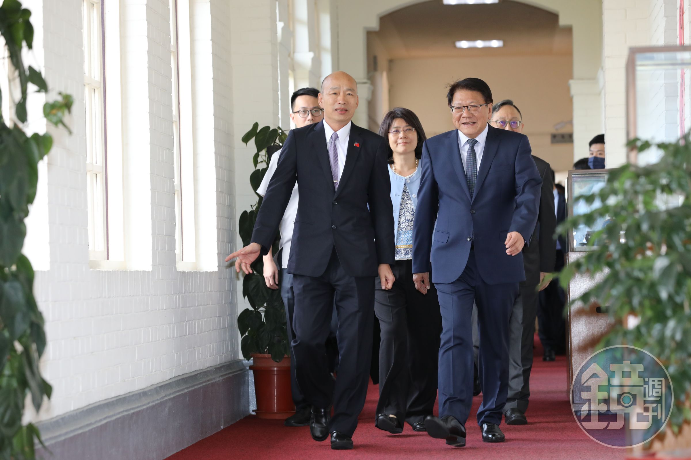 總統府祕書長潘孟安（前排右）將率領7位司法院大法官被提名人拜會立法院長韓國瑜（前排左）。