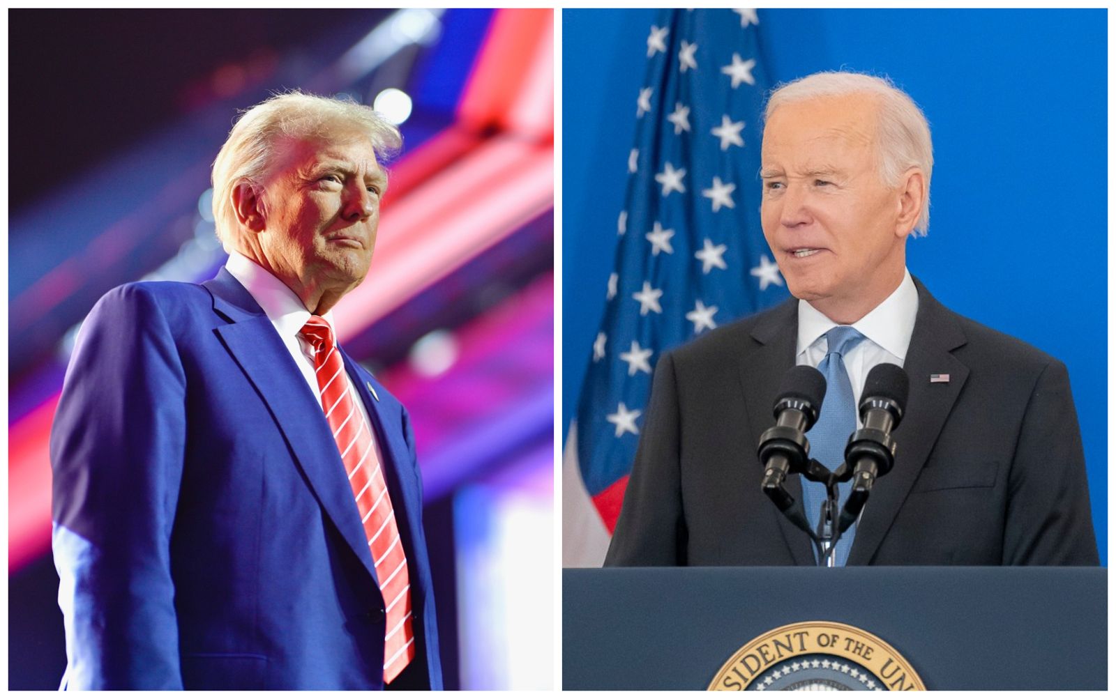 拜登(右)和川普(左)都將以哈停火歸功於自己。(翻攝Donald J. Trump臉書、President Joe Biden臉書)