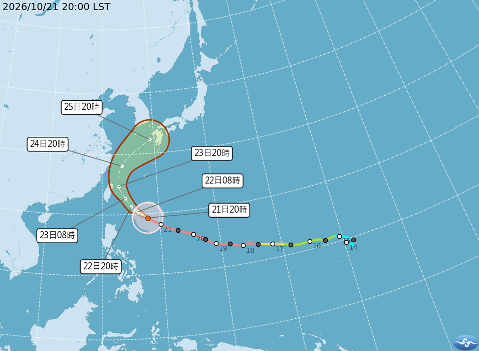 強颱薔琵路徑西修!今晚11時半發布海警 宜蘭、大台北山區慎防大雨