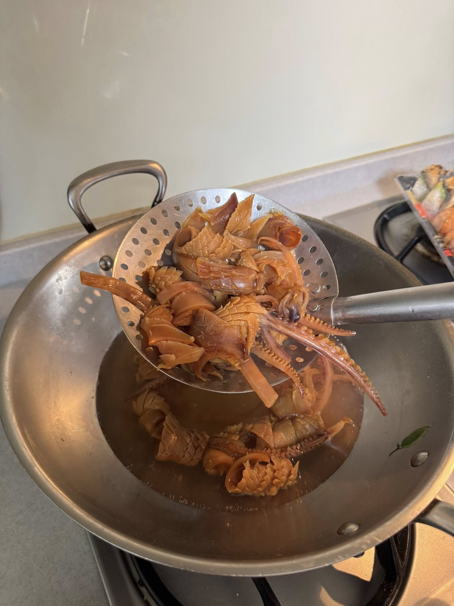 沸騰後馬上撈起。