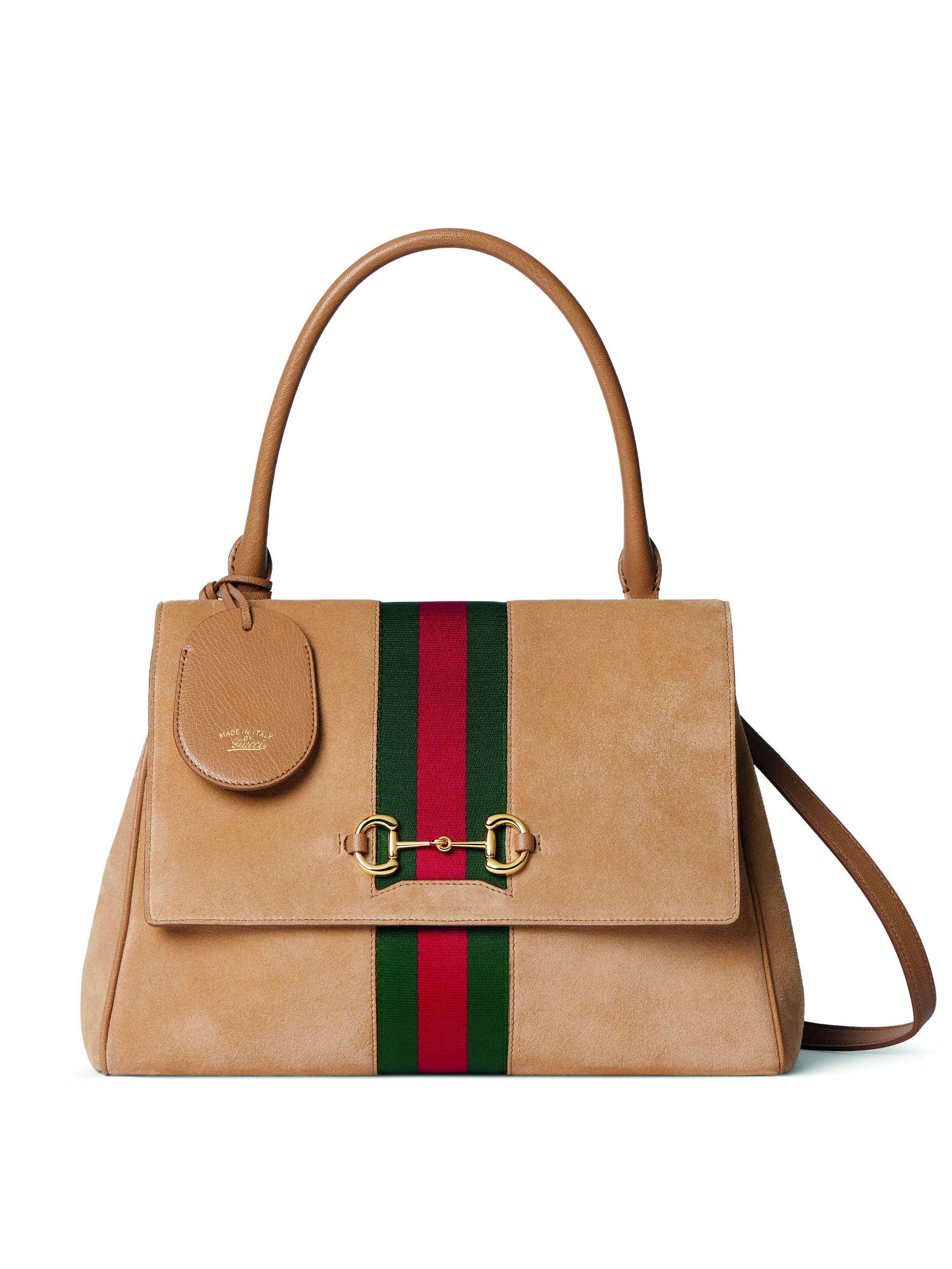 GUCCI Paparazzo麂皮手提肩背包(中)。NT118,200(古馳提供)