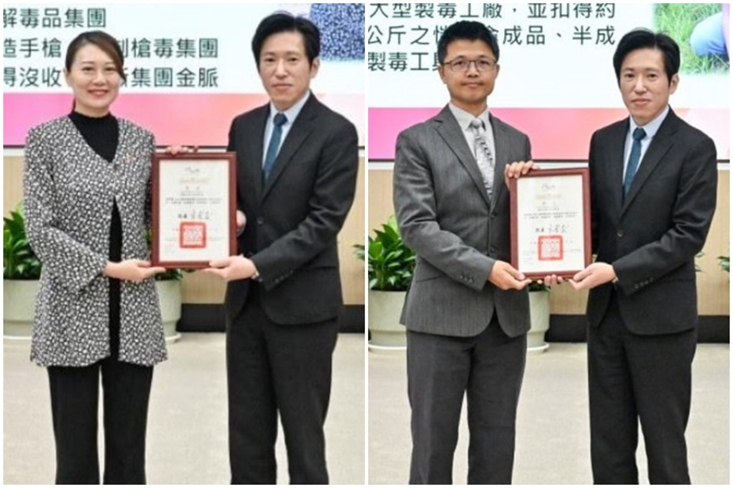  檢察官温雅惠（左圖左1）；檢察官陳東泰（右圖左1）。（中檢提供）