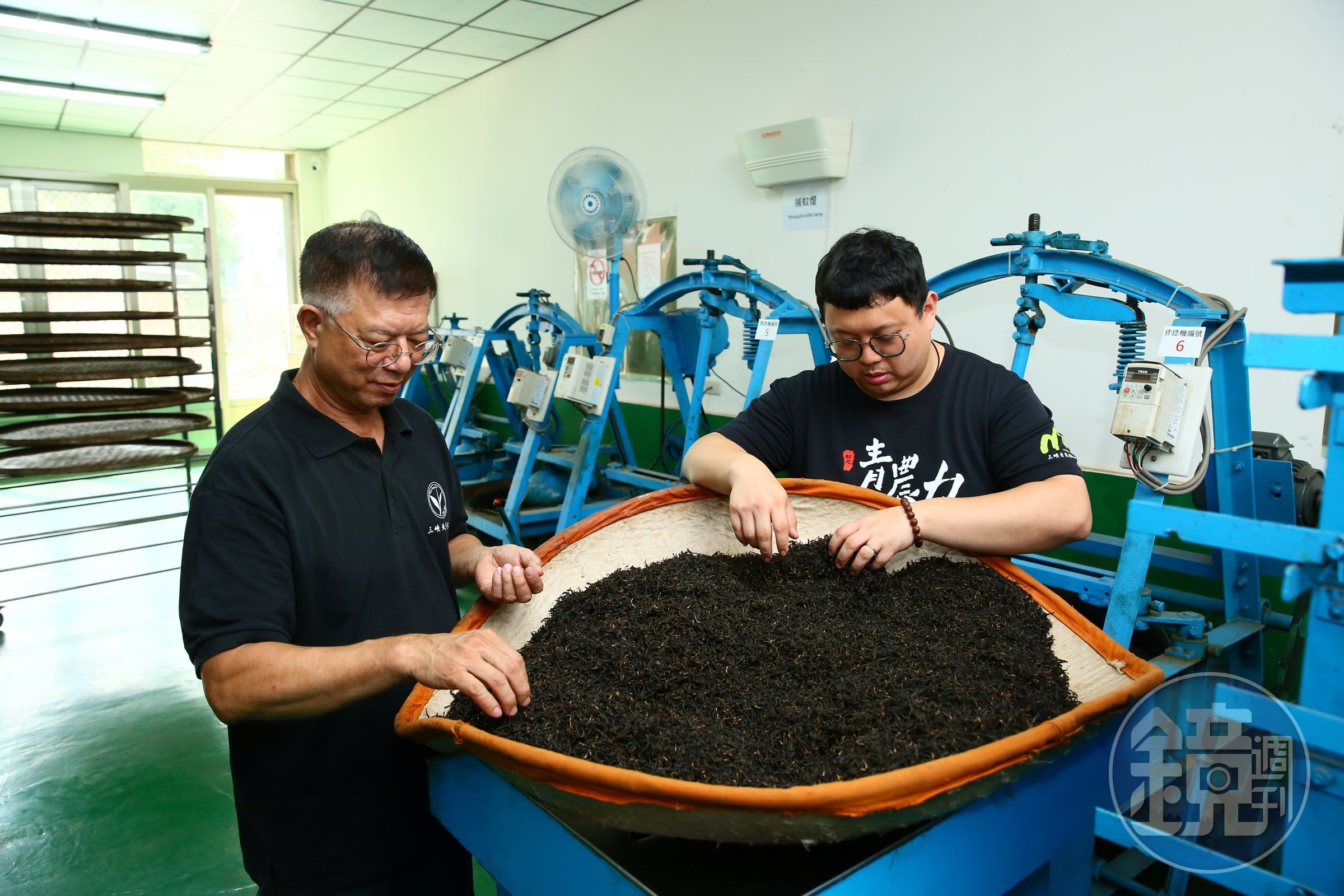 百年天芳茶行第五代黃正忠（左）、第六代黃耀寬（右），各種茶的製作功力一流，還不時也幫其他茶商、茶行代炒茶菁。